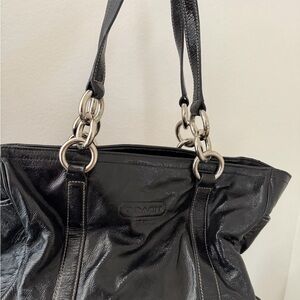 Coach Black Leather Tote Bag